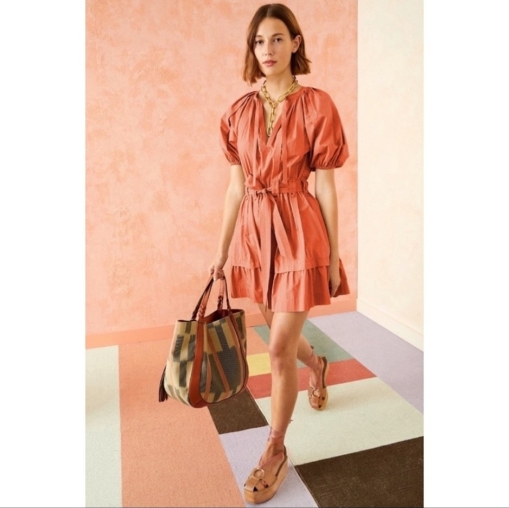 Ulla Johson Mica Belted Cotton A-line Dress In Aragon Size 6